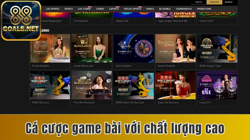 88goals - Khám Phá Sân Chơi Đẳng Cấp, Dẫn Đầu Thị Trường 24 Cá cược game bài uy tín với chất lượng cao